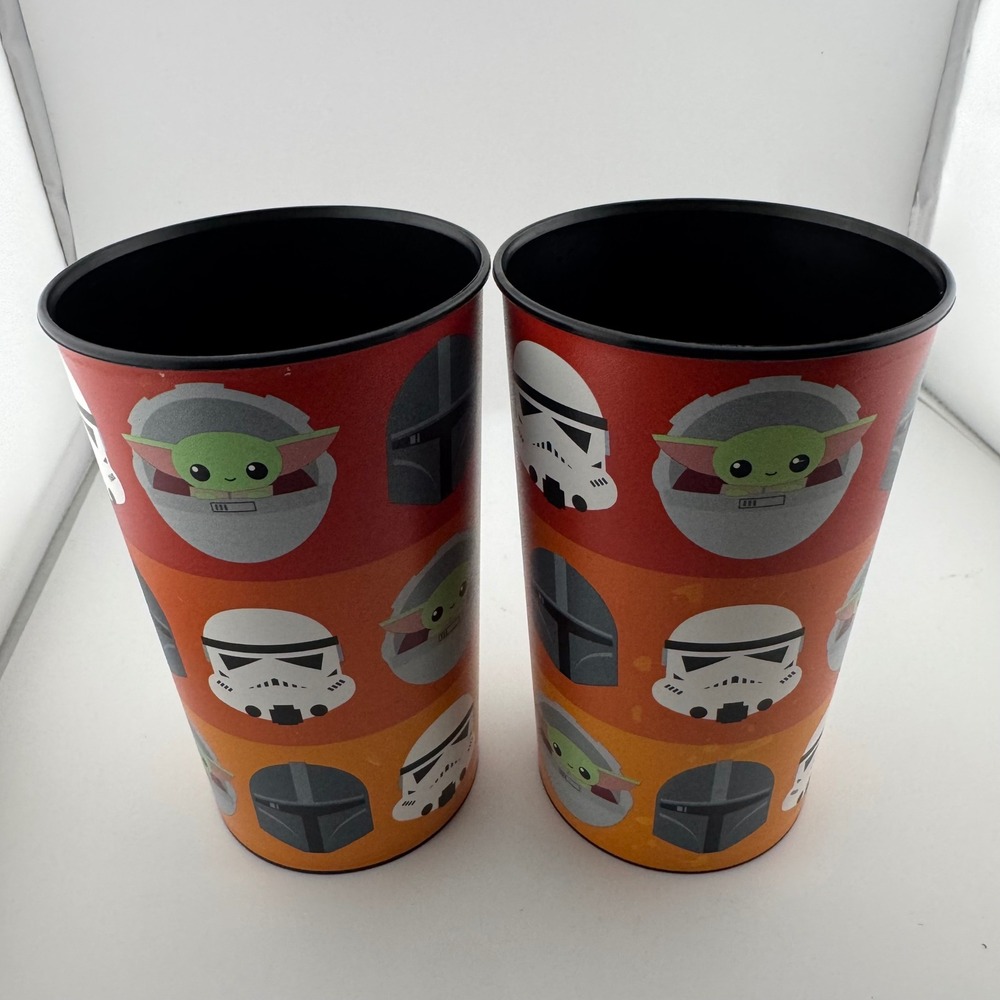 Unique Star Wars Mandalorian Plastic Tumbler Set 2pk Grogu Stormtrooper Orange